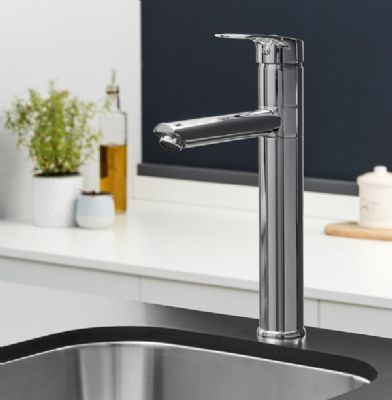 EVO AYSGARTH CHROME MONO SINGLE LEVER HIGH RISE KITCHEN SINK MIXER TAP with SWIVEL SPOUT, KTAP016CP EVO AYSGARTH CHROME MONO SINGLE LEVER HIGH RISE KITCHEN SINK MIXER TAP with SWIVEL SPOUT, KTAP016CP